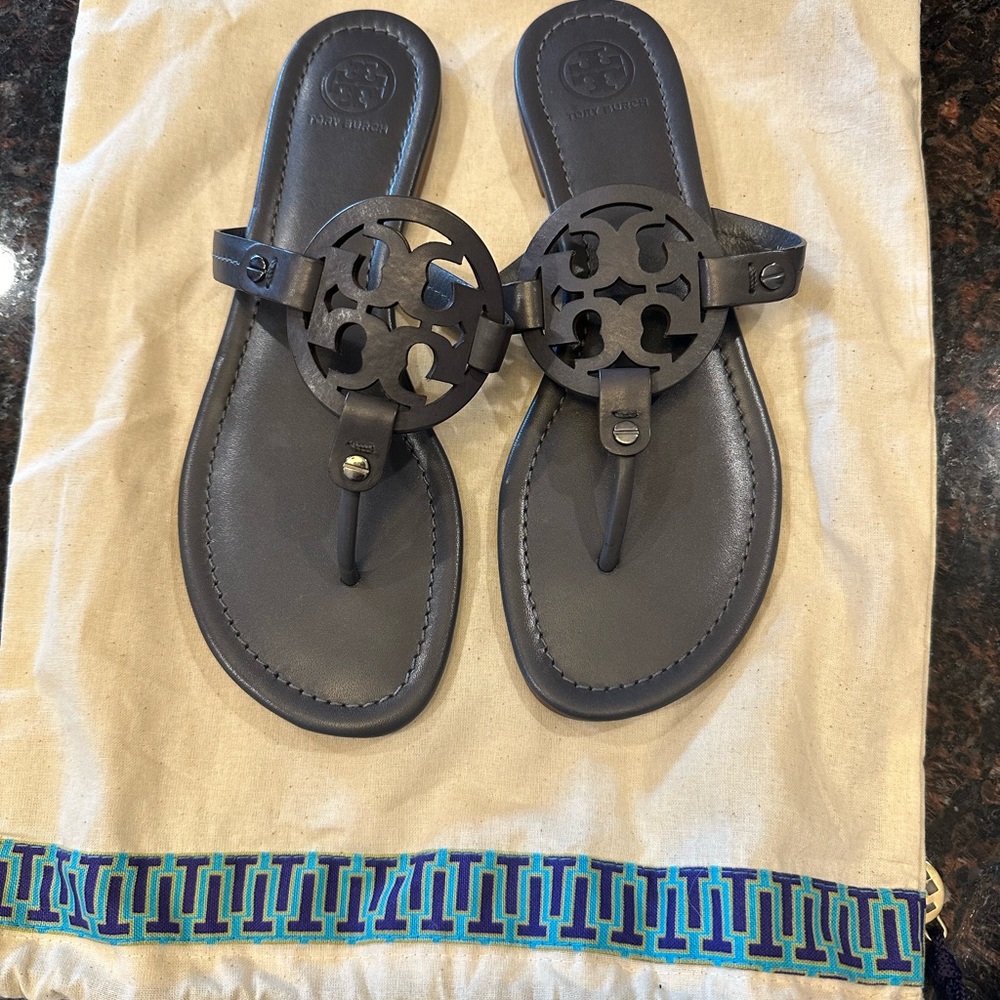 Brand new dark gray Tory Burch, sandals